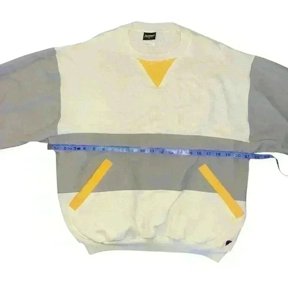 Vintage Jantzen White Grey Yellow Short Sleeve Shirt 80s - Picture 5 of 6